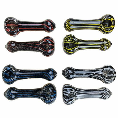 4.5" Assorted Stripe Black Frit Spoon Hand Pipe