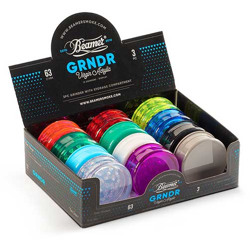 Acrylic Grinder - 3 Piece - 63mm - No Logo/Mixed Colors