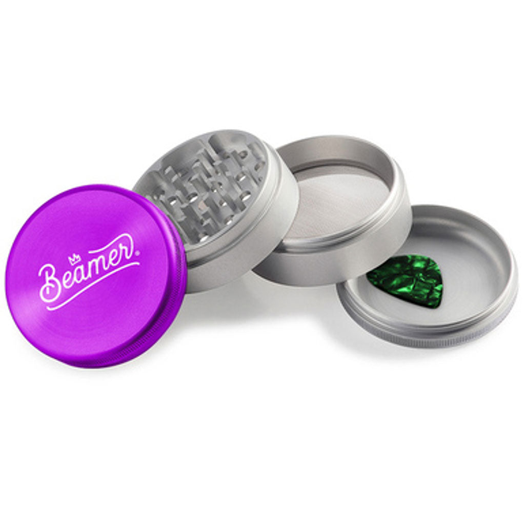 Beamer - 4-Piece - 40mm - Aircraft Grade Aluminum Grinder w/ Guitar Pick - Crown Logo Design