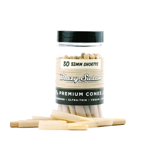Blazy Susan - Unbleached 53mm Cone Shortys (50ct Jar) - MI VAPE CO 