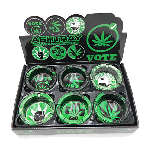 Fashion - Pot Leaf Circle Glass Ashtray (Assorted) - MI VAPE CO 