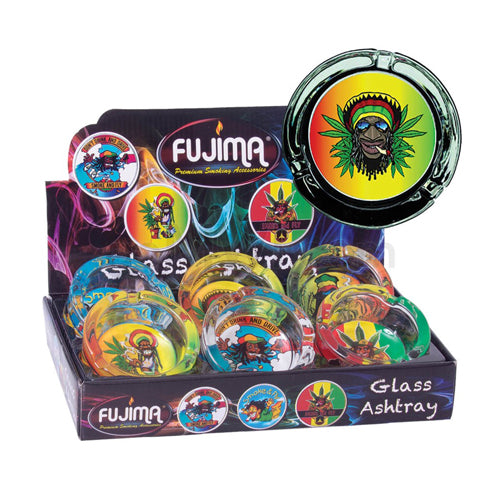 Fujima - Circle Jamaican Glass Ashtray (Assorted) - MI VAPE CO 