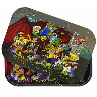 Medium Metal Rolling Tray W/ Lid - Assorted Designs