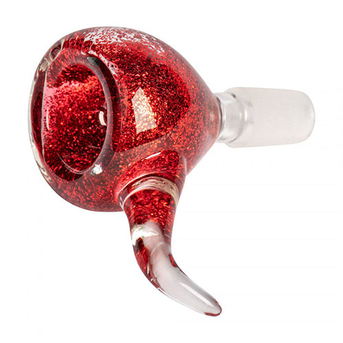 Red Eye Glass - 14mm Sparkle Liquid Pull-Out Flower Bowl - MI VAPE CO 