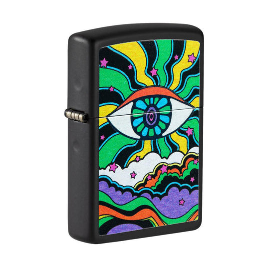 Zippo Lighter - Black Light Eye Design