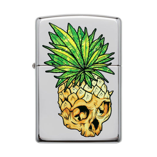 Zippo Lighter - Leaf Skull Pineapple Design