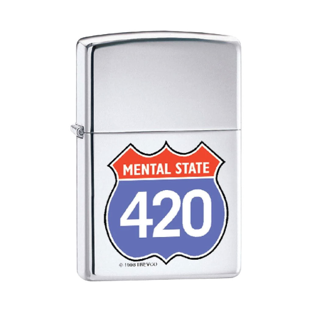 Zippo Lighter - Mental State 420 High Polish Chrome