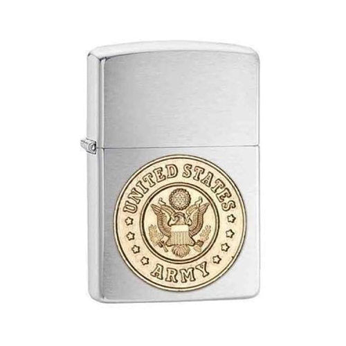 Zippo Lighter - Army Emblem Brushed Chrome