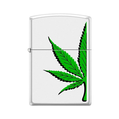 Zippo Lighter - Half a Pot Leaf Pipe Lighter White Matte