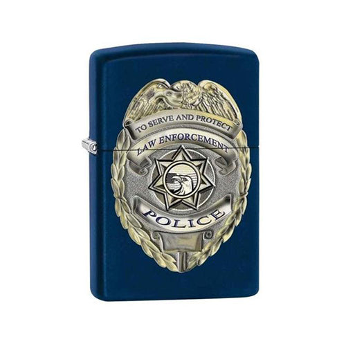 Zippo Lighter - Police Badge Navy Blue Matte