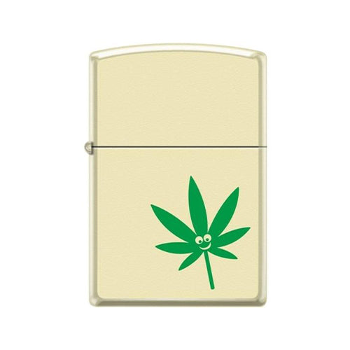 Zippo Lighter - Pot Leaf - Smiley Face Pipe Lighter Creme Matte