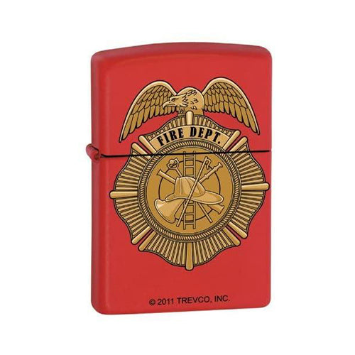 Zippo Lighter - Red Fire Dept. Badge