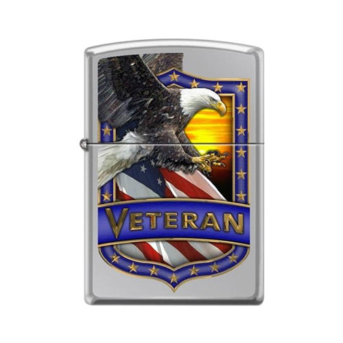 Zippo Lighter - Veteran - Eagle Hi Polish Chrome