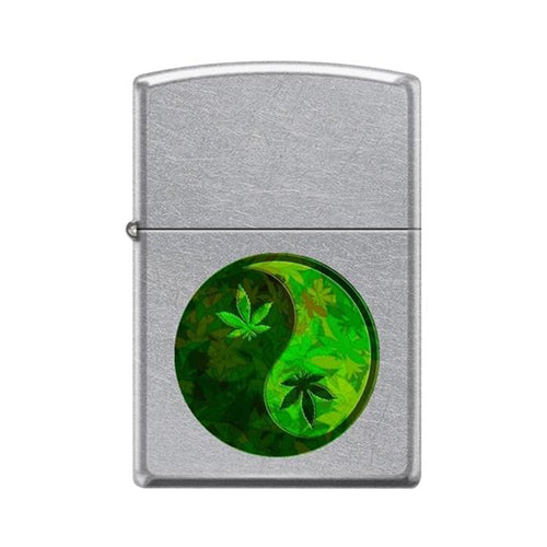 Zippo Lighter - Ying Yang Pot Leaf Pipe Lighter Street Chrome